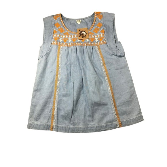Ivy Jane NWT Tribal Embroidered Short Sleeve Top XS Orange White Blue‎ - Picture 1 of 6